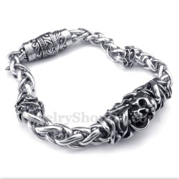Pulseira Masculina De Titânio Fundido Com Caveira