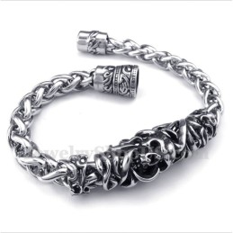 Pulseira Masculina De Titânio Fundido Com Caveira