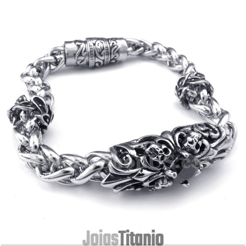 Pulseira Masculina De Titânio Fundido Com Diamante Negro Pulseira Masculina De Titânio Fundido Com Diamante Negro