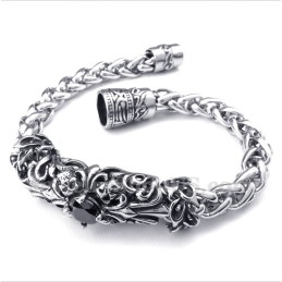 Pulseira Masculina De Titânio Fundido Com Diamante Negro