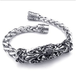 Pulseira Masculina De Titânio Fundido Com Diamante Negro