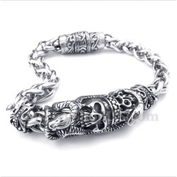 Pulseira Masculina De Titânio Fundido Com Caveira
