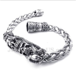 Pulseira Masculina De Titânio Fundido Com Caveira