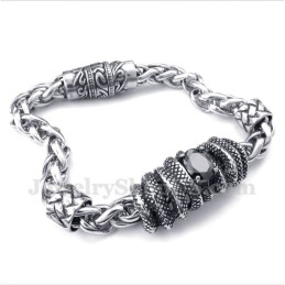 Pulseira Masculina De Titânio Fundido Com Diamante Negro