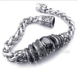 Pulseira Masculina De Titânio Fundido Com Diamante Negro
