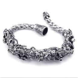 Pulseira Masculina De Titânio Fundido Com Caveira