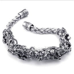 Pulseira Masculina De Titânio Fundido Com Caveira