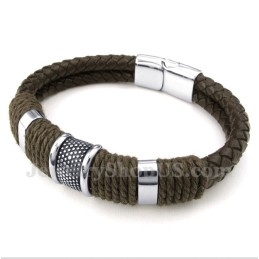 Pulseira Masculina De Couro De Titânio