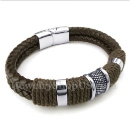 Pulseira Masculina De Couro De Titânio