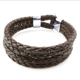 Pulseira Masculina De Couro De Titânio