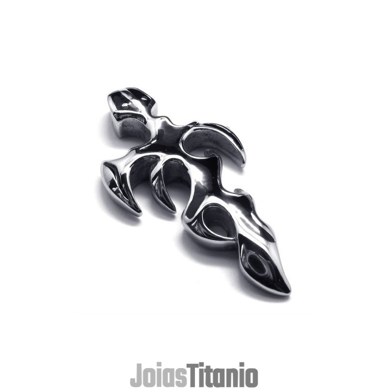 Pingente De Titânio Com Cruz E Espada De Chama Da Moda