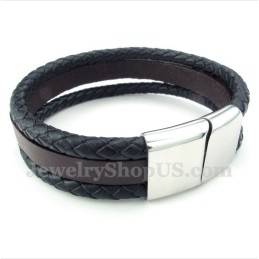 Pulseira Masculina De Couro De Titânio