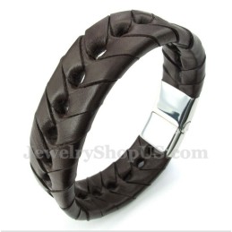 Pulseira Masculina De Couro De Titânio