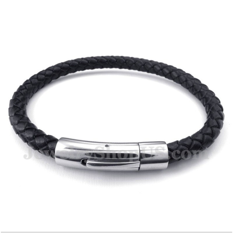 Pulseira Masculina De Couro De Titânio