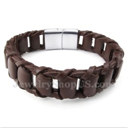Pulseira Masculina De Couro De Titânio