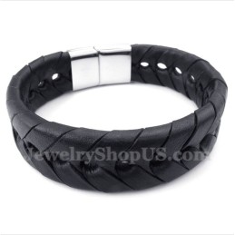 Pulseira Masculina De Couro De Titânio