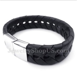 Pulseira Masculina De Couro De Titânio
