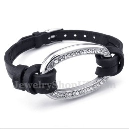 Pulseira Masculina De Couro De Titânio
