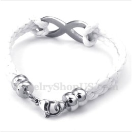 Pulseira De Couro Com Símbolo Do Infinito Em Titânio Masculino