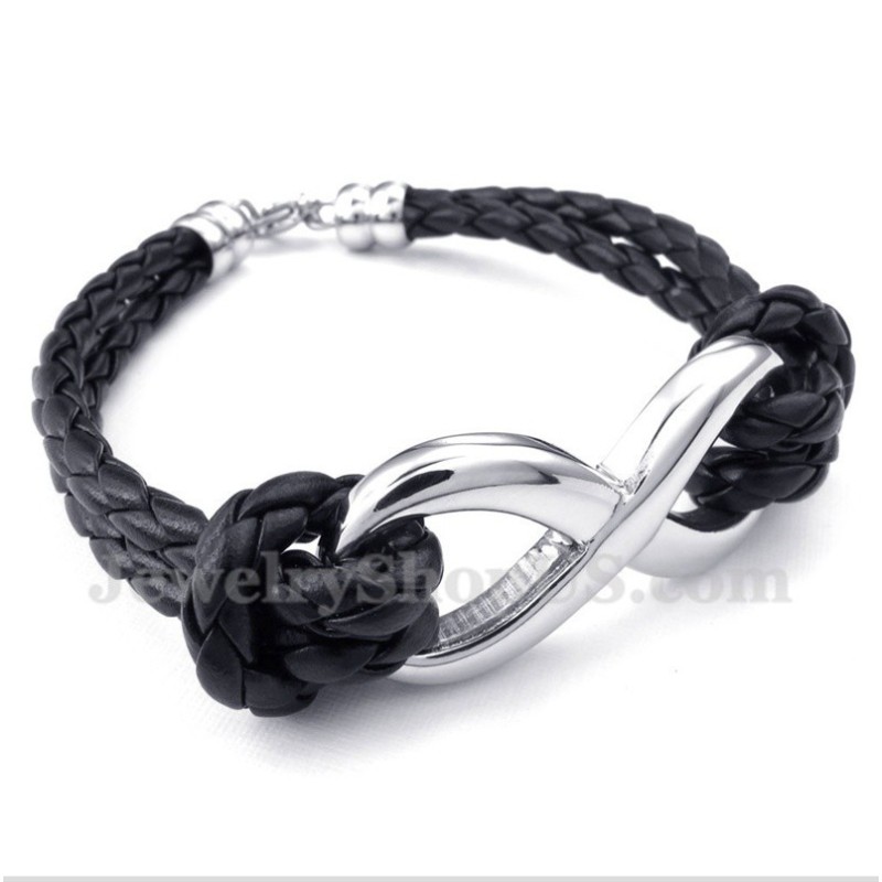 Pulseira De Couro Com Símbolo Do Infinito Em Titânio Masculino Pulseira De Couro Com Símbolo Do Infinito Em Titânio Masculino