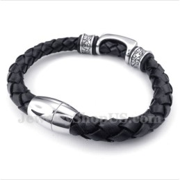 Pulseira Masculina De Couro De Titânio