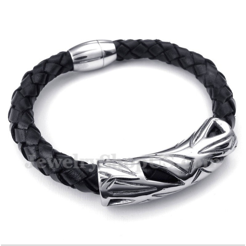 Pulseira Masculina De Couro De Titânio