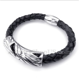 Pulseira Masculina De Couro De Titânio