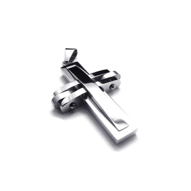 Pingente De Titânio Com Cruz Giratória