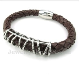 Pulseira Masculina De Couro De Titânio