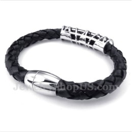 Pulseira Masculina De Couro De Titânio