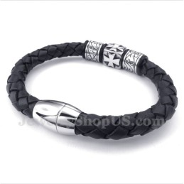 Pulseira Masculina De Couro De Titânio