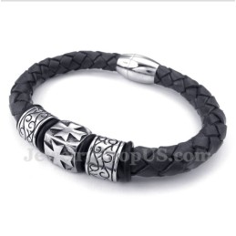 Pulseira Masculina De Couro De Titânio