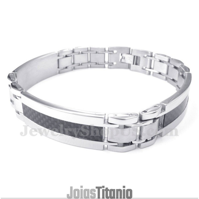 Pulseira Masculina De Fibra De Carbono E Titânio