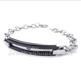 Pulseira De Casal Preta De Titânio Masculina