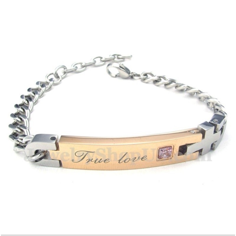 Pulseira De Casal Feminina De Titânio E Diamante Pulseira De Casal Feminina De Titânio E Diamante
