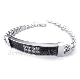 Pulseira Masculina De Casal Em Titânio Com Diamante Negro
