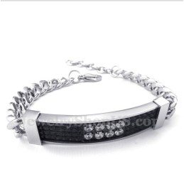 Pulseira Masculina De Casal Em Titânio Com Diamante Negro
