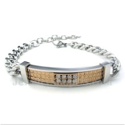 Pulseira De Casal Feminina De Titânio E Ouro Com Diamantes