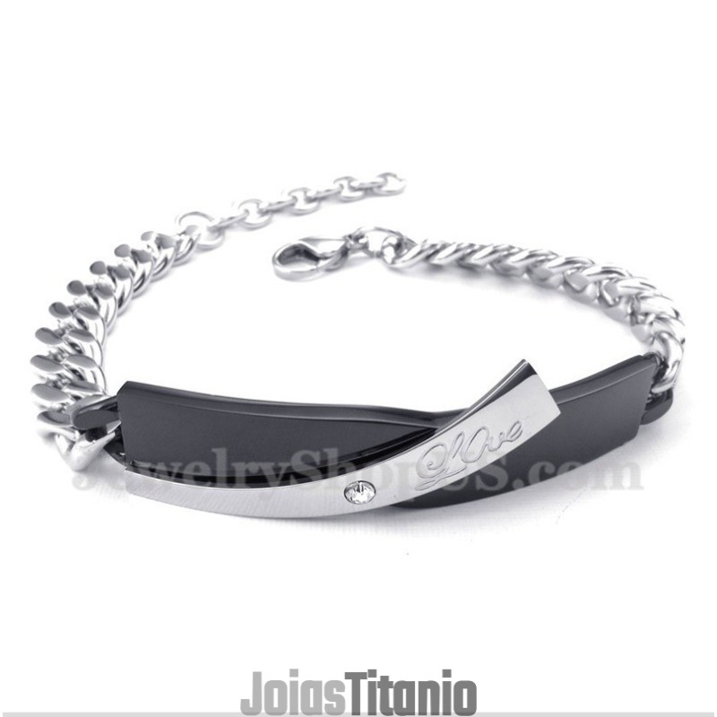 Pulseira Masculina De Titânio Preto Para Casal Pulseira Masculina De Titânio Preto Para Casal