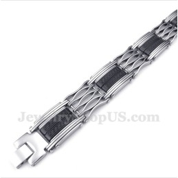 Pulseira Masculina De Titânio Com Padrão Grego Meandro