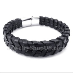 Pulseira Masculina De Couro E Titânio