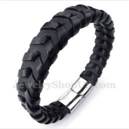 Pulseira Masculina De Couro E Titânio