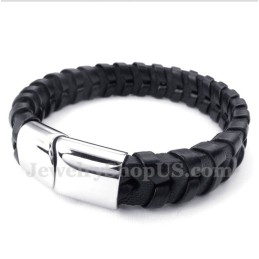 Pulseira Masculina De Couro E Titânio