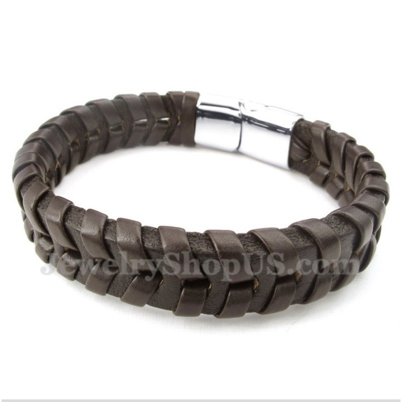 Pulseira Masculina De Couro E Titânio Pulseira Masculina De Couro E Titânio