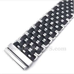 Pulseira Masculina De Couro E Titânio