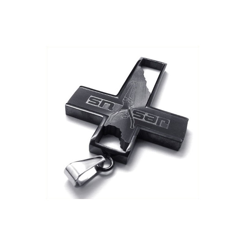 Pingente De Titânio Com Cruz De Jesus (Preto) Pingente De Titânio Com Cruz De Jesus (Preto)