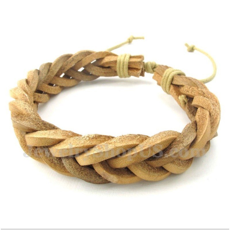 Pulseira Masculina De Couro E Titânio