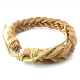 Pulseira Masculina De Couro E Titânio