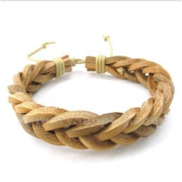 Pulseira Masculina De Couro E Titânio