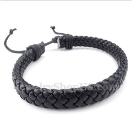 Pulseira Masculina De Couro E Titânio